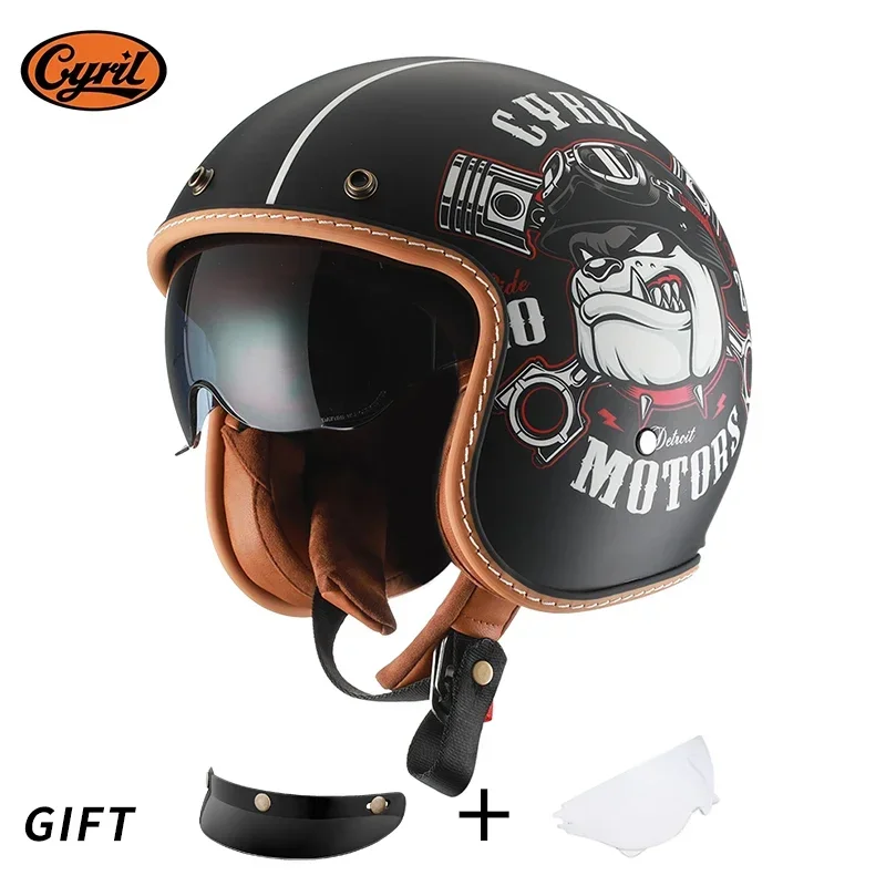 Full Face Motorcycle Helmet With Bluetooth - Ретро 3/4 полумотоциклетный шлем с открытым